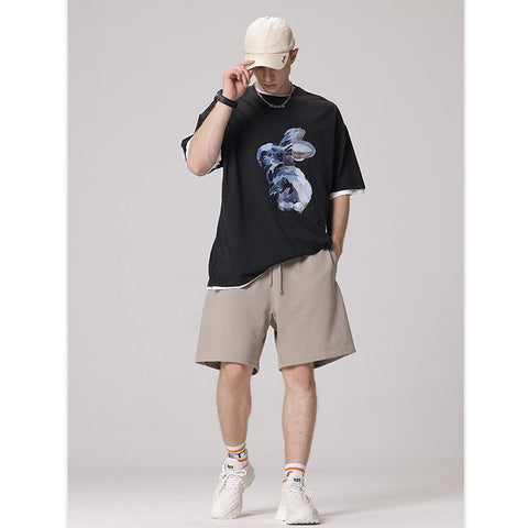 RS oil painting bunny printing trendy brand T-Shirts