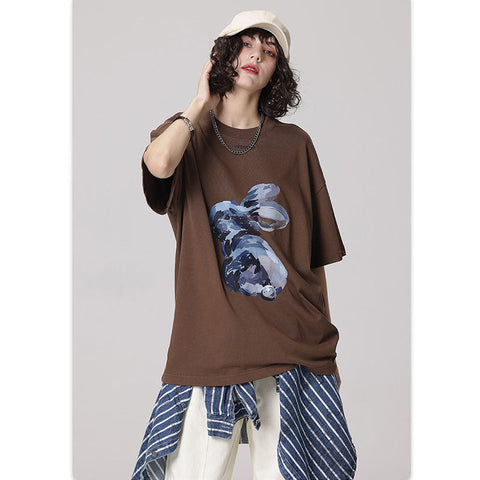 RS oil painting bunny printing trendy brand T-Shirts
