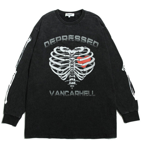 EVE Skeleton heart print Sweatshirts