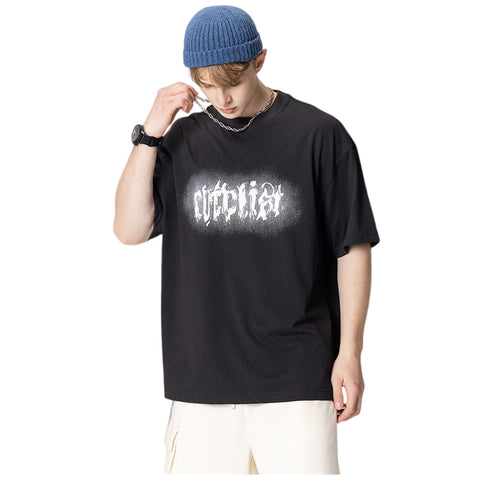 RSFoam Mesh Letter Print Dark Wave T-Shirt