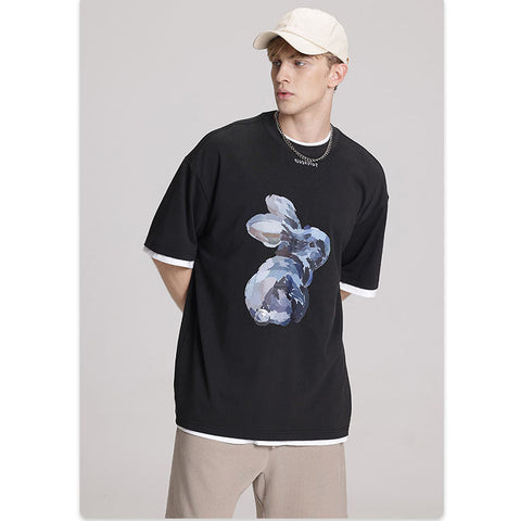 RS oil painting bunny printing trendy brand T-Shirts
