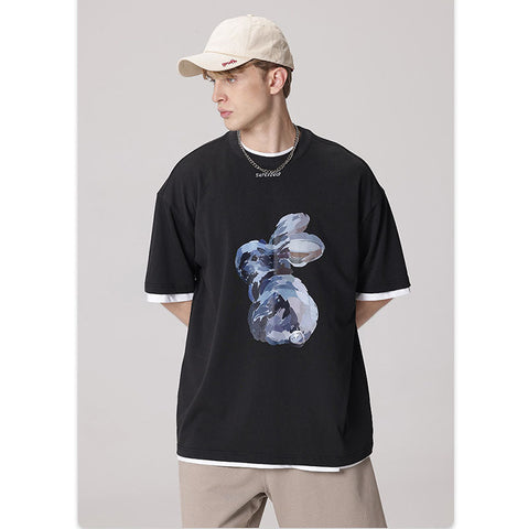 RS oil painting bunny printing trendy brand T-Shirts